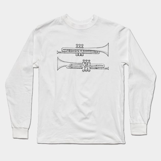 Musical Instrument vintage Patent Drawing Long Sleeve T-Shirt by skstring